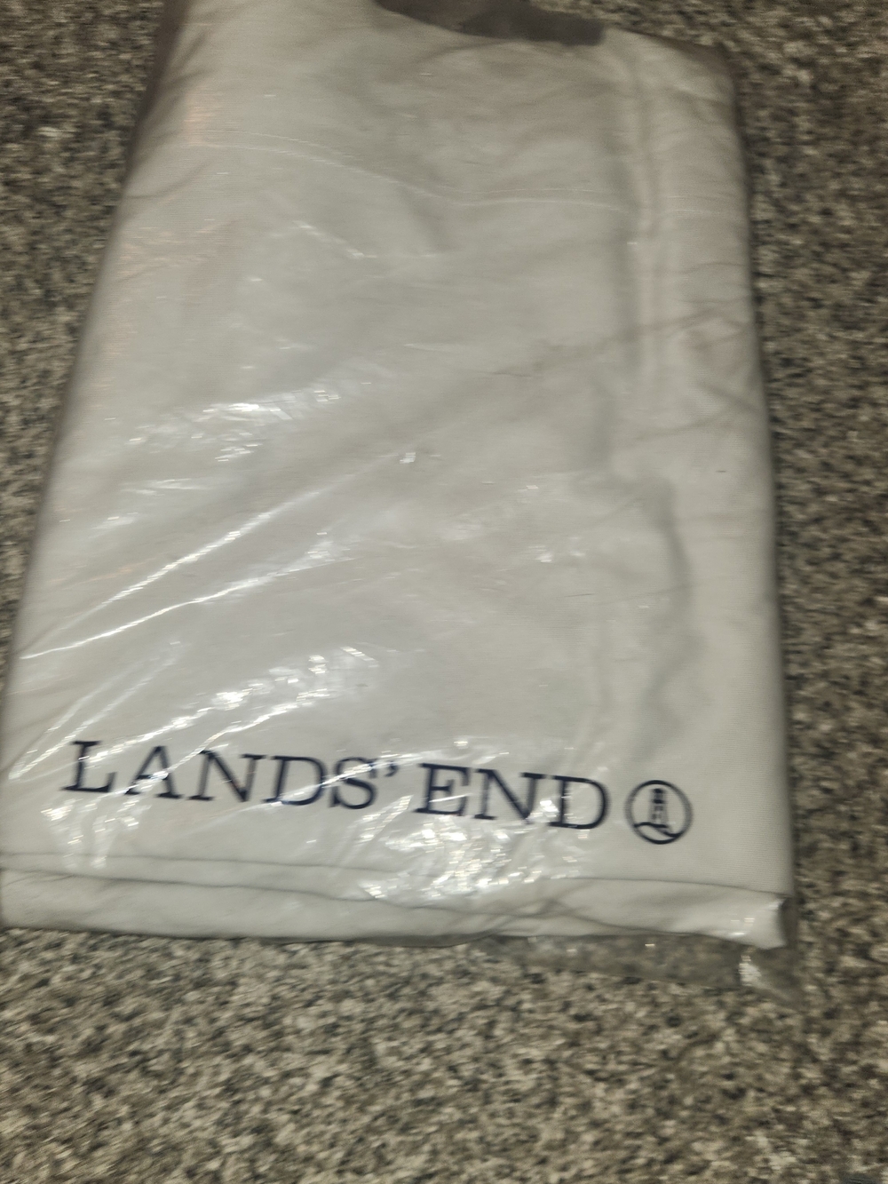 2005 Lands' End Light Gr Cotton Knit  Twin Flat Sheet. Opened Pkg